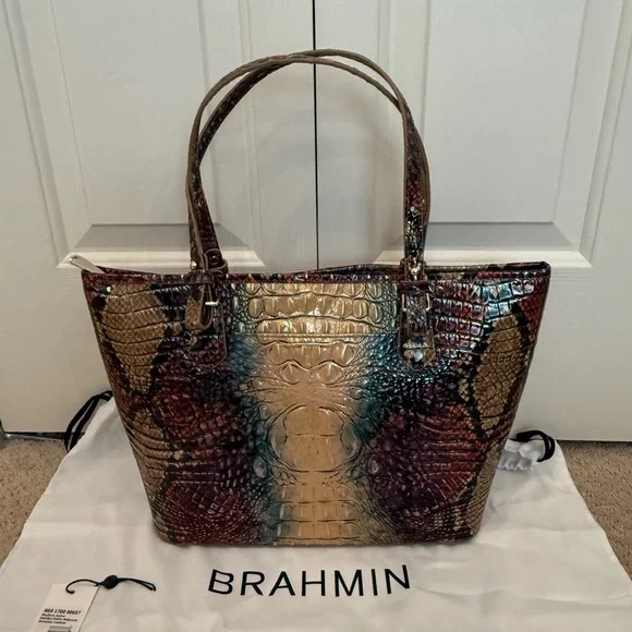 Brahmin Medium Asher Reptilian Ombre Melbourne Tote - Picture 2 of 13